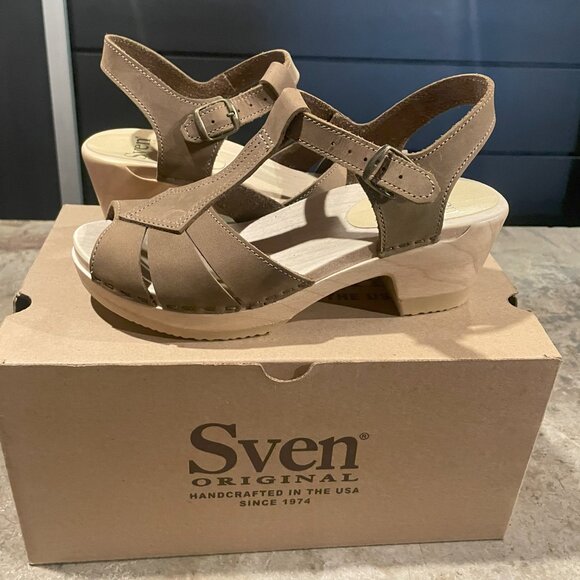 Sven Shoes - Sven Leather and Wood brown clog sandal